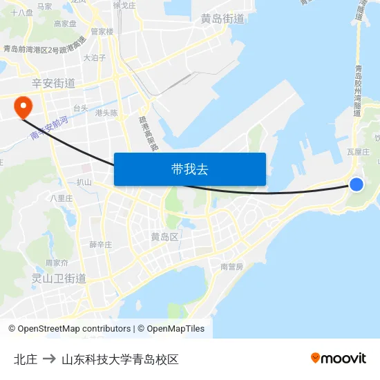 北庄 to 山东科技大学青岛校区 map