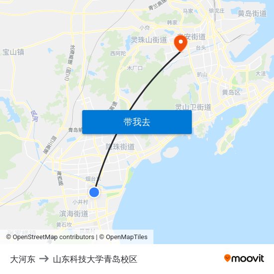 大河东 to 山东科技大学青岛校区 map