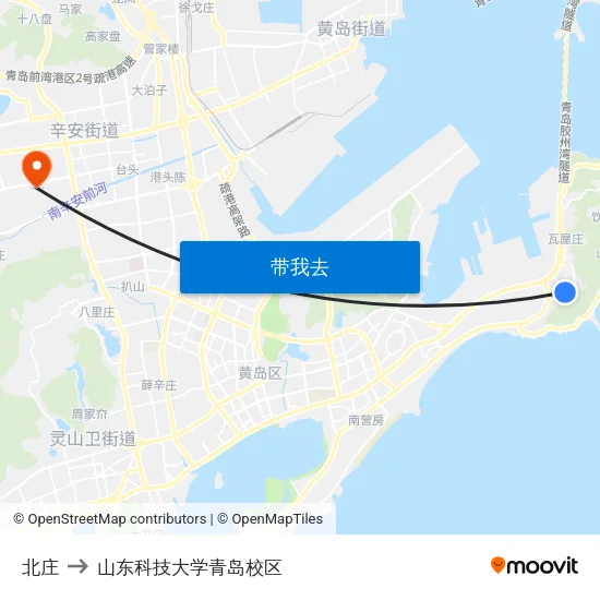 北庄 to 山东科技大学青岛校区 map