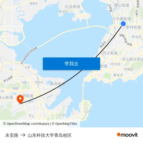 永安路 to 山东科技大学青岛校区 map