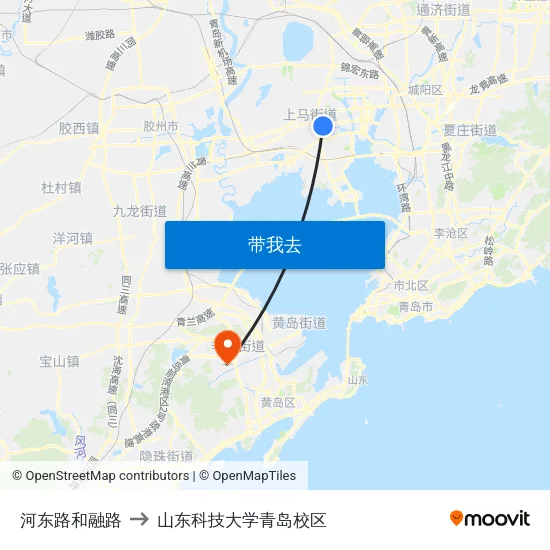 河东路和融路 to 山东科技大学青岛校区 map