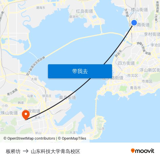 板桥坊 to 山东科技大学青岛校区 map