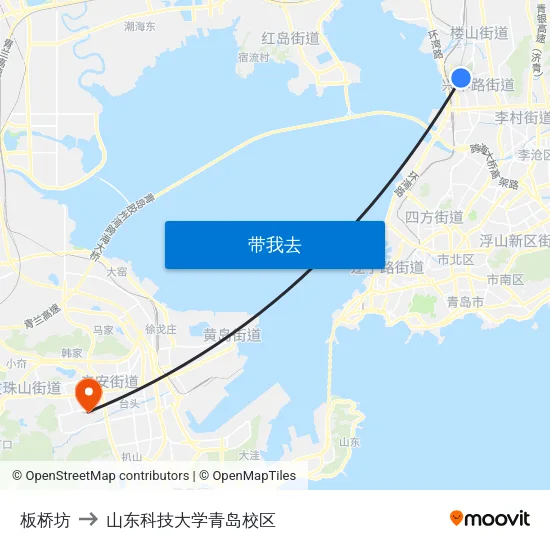 板桥坊 to 山东科技大学青岛校区 map
