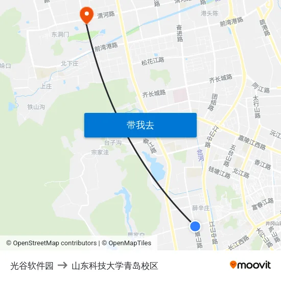 光谷软件园 to 山东科技大学青岛校区 map