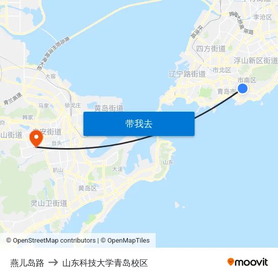 燕儿岛路 to 山东科技大学青岛校区 map