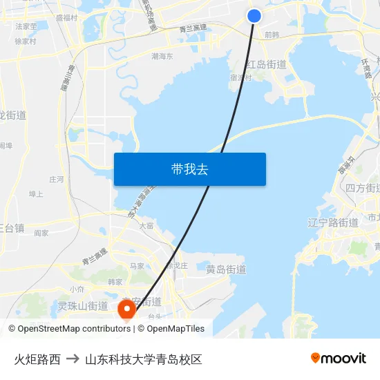 火炬路西 to 山东科技大学青岛校区 map