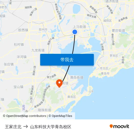 王家庄北 to 山东科技大学青岛校区 map