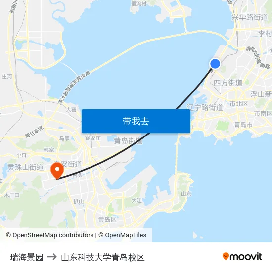 瑞海景园 to 山东科技大学青岛校区 map