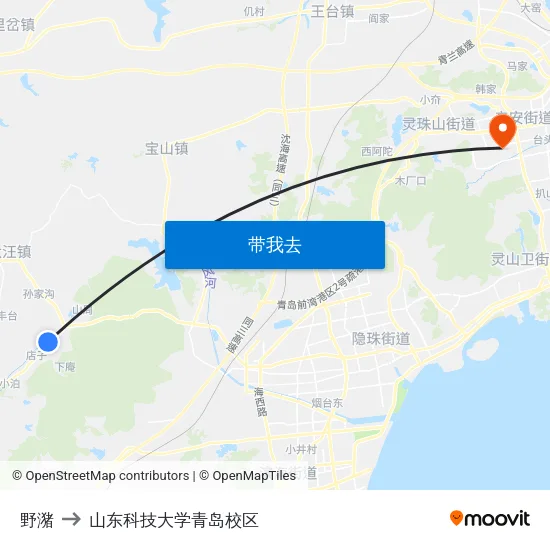 野潴 to 山东科技大学青岛校区 map