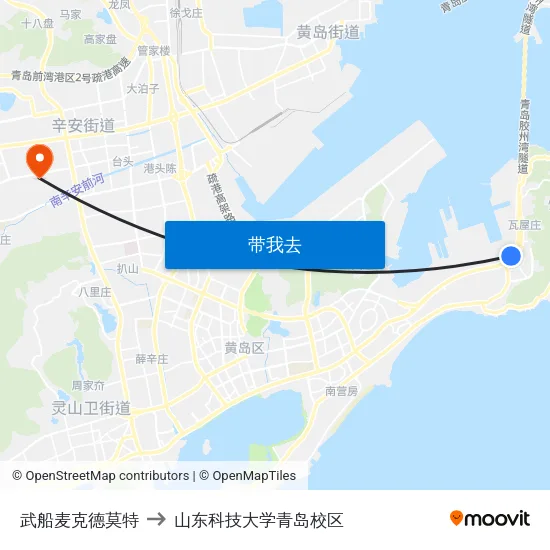 武船麦克德莫特 to 山东科技大学青岛校区 map