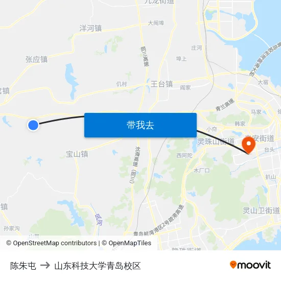 陈朱屯 to 山东科技大学青岛校区 map