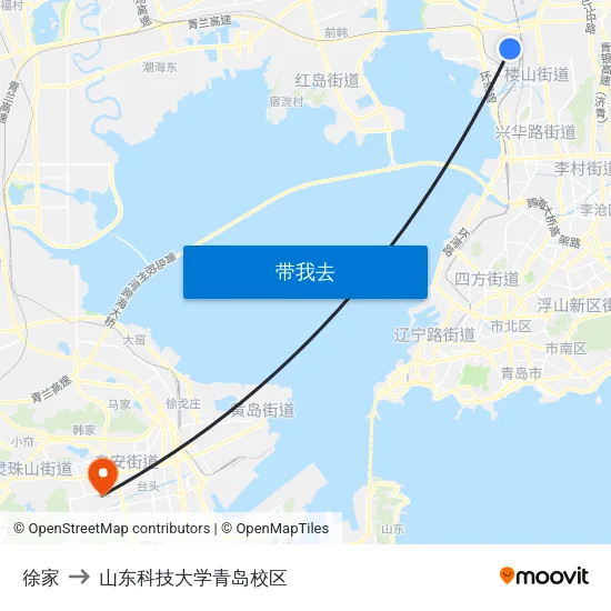 徐家 to 山东科技大学青岛校区 map