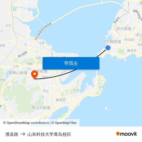 潍县路 to 山东科技大学青岛校区 map
