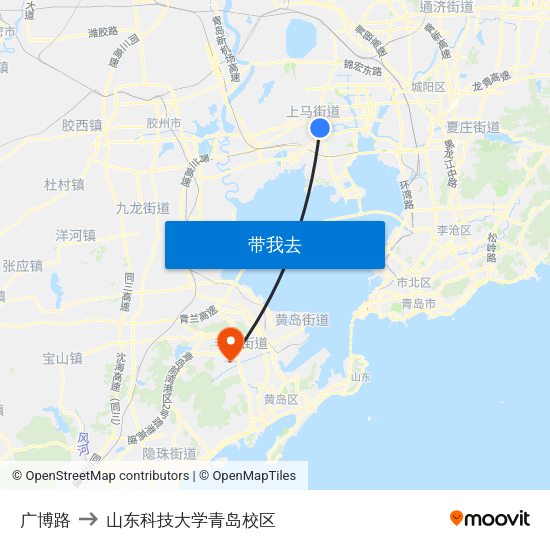 广博路 to 山东科技大学青岛校区 map
