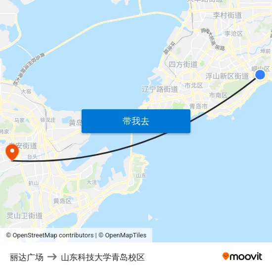 丽达广场 to 山东科技大学青岛校区 map