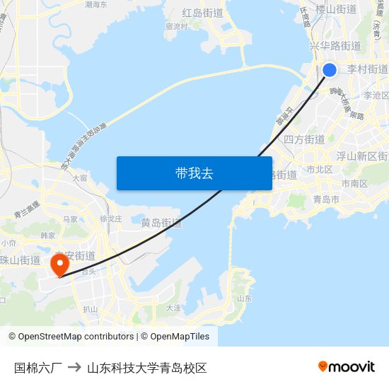国棉六厂 to 山东科技大学青岛校区 map