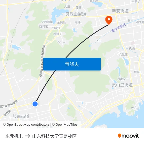 东元机电 to 山东科技大学青岛校区 map