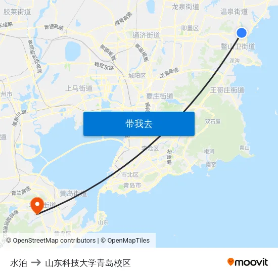 水泊 to 山东科技大学青岛校区 map
