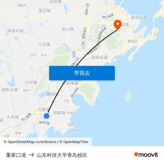 董家口港 to 山东科技大学青岛校区 map