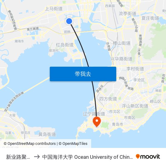 新业路聚贤桥路 to 中国海洋大学 Ocean University of China Yushan Campus map