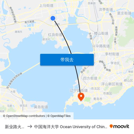 新业路火炬支路 to 中国海洋大学 Ocean University of China Yushan Campus map