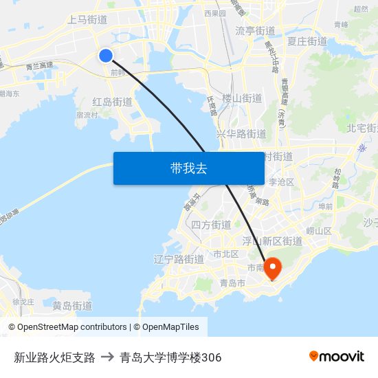 新业路火炬支路 to 青岛大学博学楼306 map