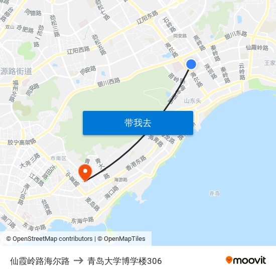 仙霞岭路海尔路 to 青岛大学博学楼306 map