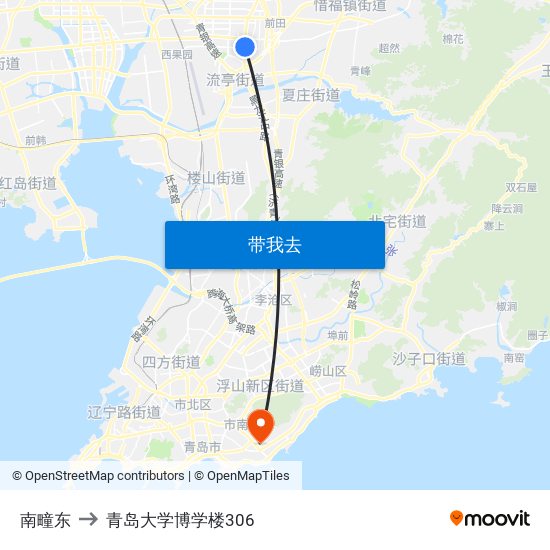 南疃东 to 青岛大学博学楼306 map