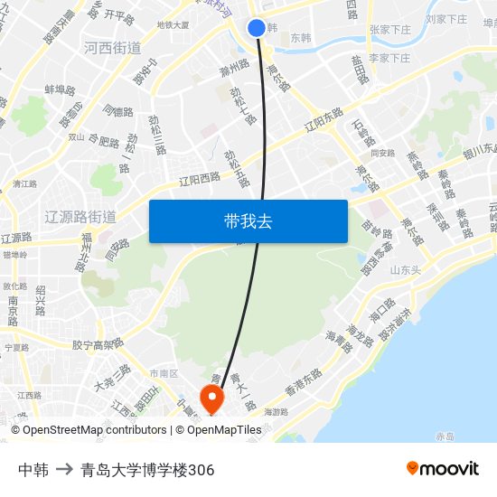 中韩 to 青岛大学博学楼306 map