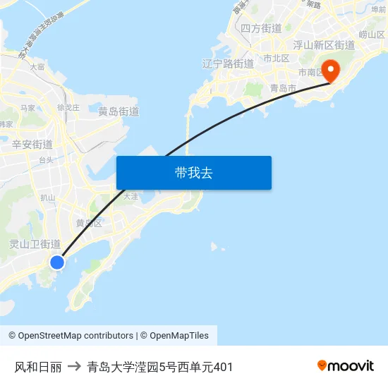 风和日丽 to 青岛大学滢园5号西单元401 map