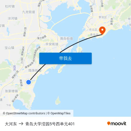 大河东 to 青岛大学滢园5号西单元401 map
