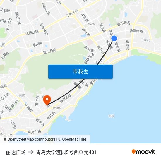 丽达广场 to 青岛大学滢园5号西单元401 map