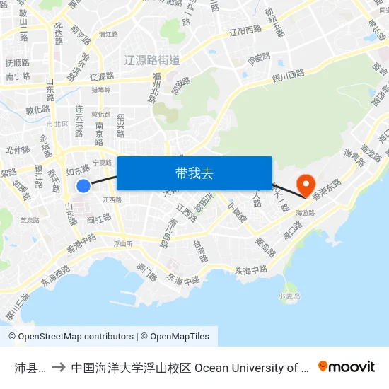 沛县支路 to 中国海洋大学浮山校区 Ocean University of China (Fushan Campus) map