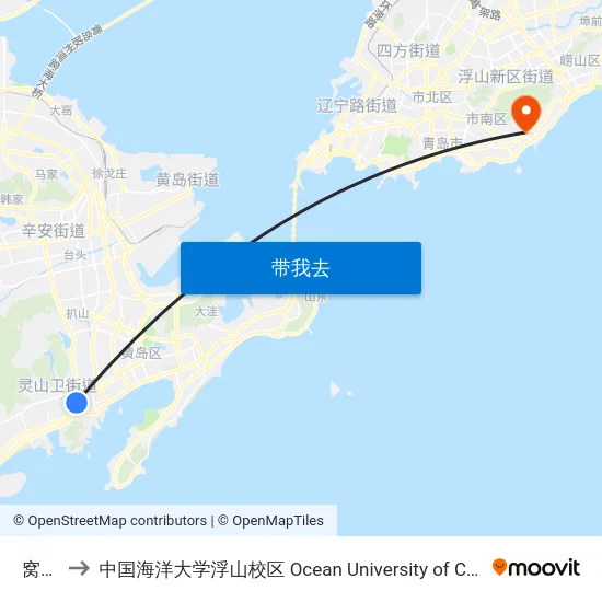 窝洛子 to 中国海洋大学浮山校区 Ocean University of China (Fushan Campus) map