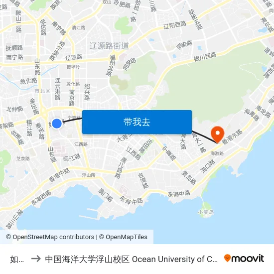 如东路 to 中国海洋大学浮山校区 Ocean University of China (Fushan Campus) map