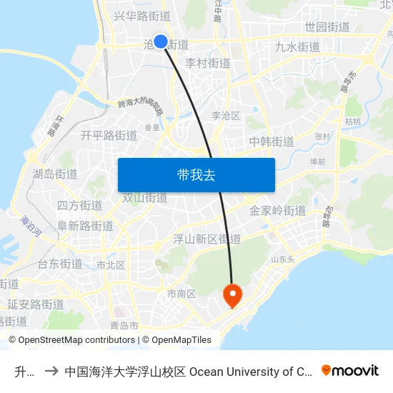 升平路 to 中国海洋大学浮山校区 Ocean University of China (Fushan Campus) map