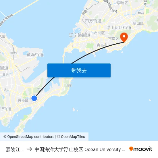 嘉陵江路小学 to 中国海洋大学浮山校区 Ocean University of China (Fushan Campus) map