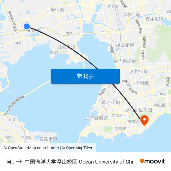 河套 to 中国海洋大学浮山校区 Ocean University of China (Fushan Campus) map