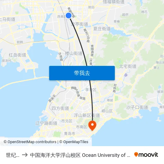 世纪美居 to 中国海洋大学浮山校区 Ocean University of China (Fushan Campus) map