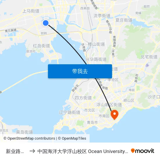 新业路聚贤桥路 to 中国海洋大学浮山校区 Ocean University of China (Fushan Campus) map