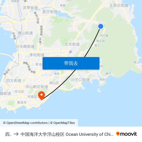 四水 to 中国海洋大学浮山校区 Ocean University of China (Fushan Campus) map