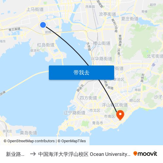 新业路火炬支路 to 中国海洋大学浮山校区 Ocean University of China (Fushan Campus) map