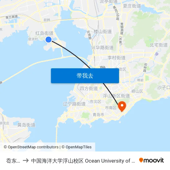 岙东南路 to 中国海洋大学浮山校区 Ocean University of China (Fushan Campus) map