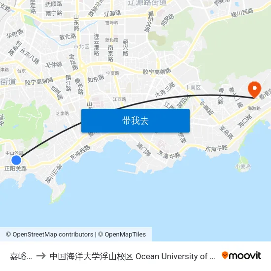嘉峪关路 to 中国海洋大学浮山校区 Ocean University of China (Fushan Campus) map