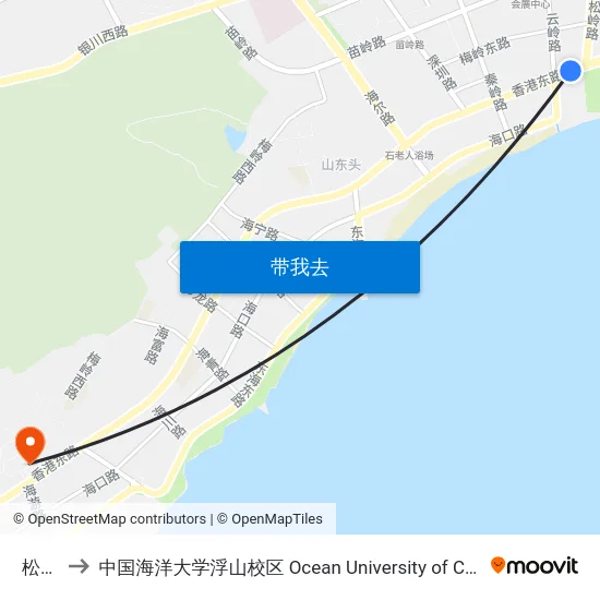 松岭路 to 中国海洋大学浮山校区 Ocean University of China (Fushan Campus) map