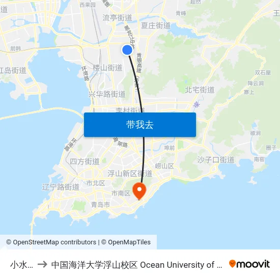 小水小学 to 中国海洋大学浮山校区 Ocean University of China (Fushan Campus) map
