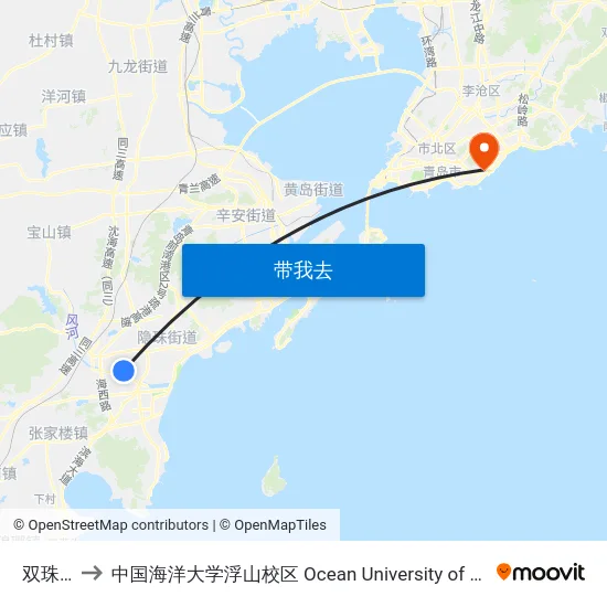 双珠公园 to 中国海洋大学浮山校区 Ocean University of China (Fushan Campus) map