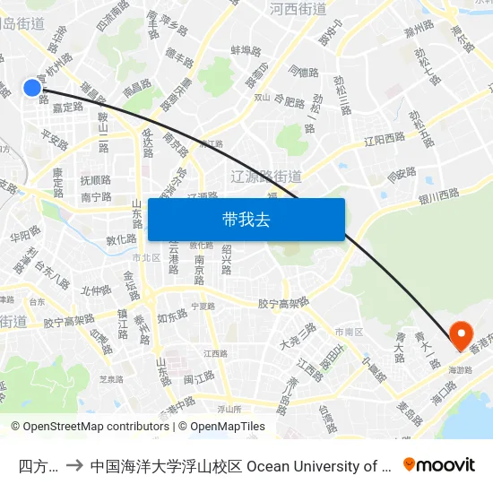 四方小学 to 中国海洋大学浮山校区 Ocean University of China (Fushan Campus) map