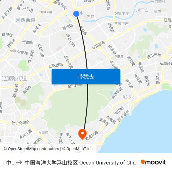 中韩 to 中国海洋大学浮山校区 Ocean University of China (Fushan Campus) map