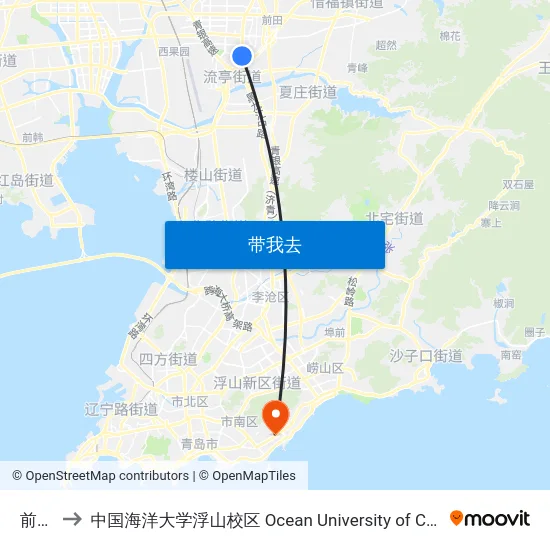 前桃林 to 中国海洋大学浮山校区 Ocean University of China (Fushan Campus) map